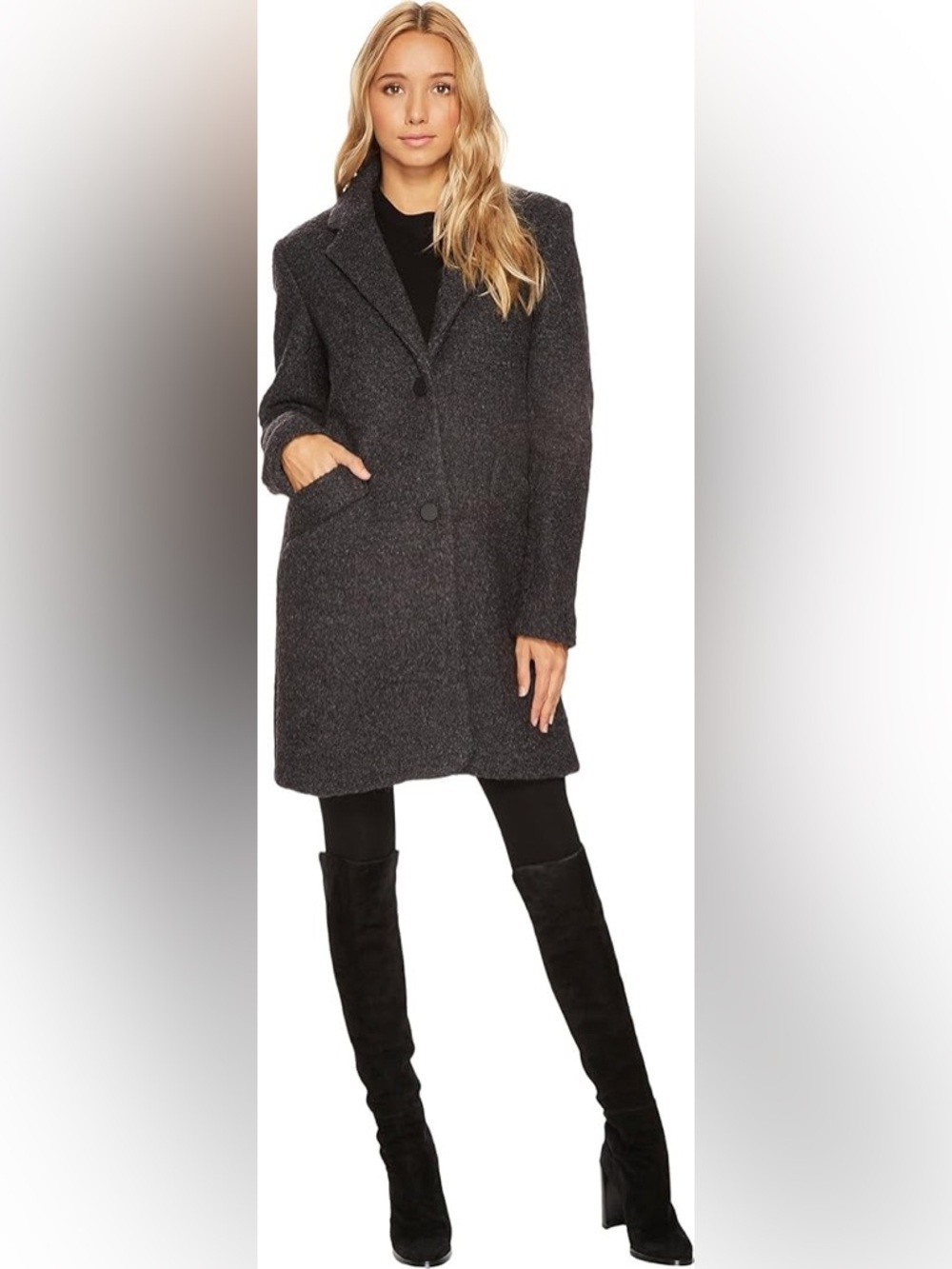 Marc‎ New York Paige Pressed Boucle Coat Charcoal Size 4
